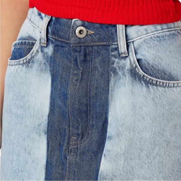 NWOT Noisy May Colorblock Front Slit Denim Midi Skirt – Sz Large - Picture 3 of 8